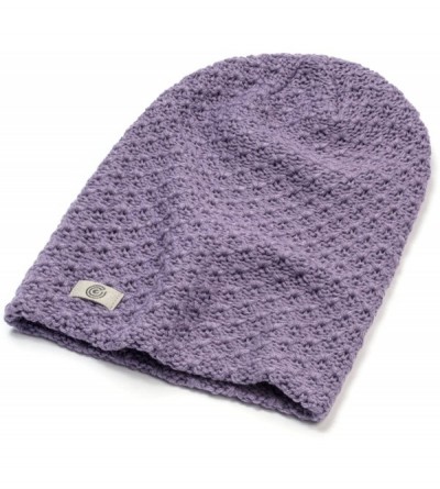 Skullies & Beanies Evony Warm Thick Slouch Beanie - Textured Knit with Soft Inner Lining - One Size - Light Purple - C218924W...