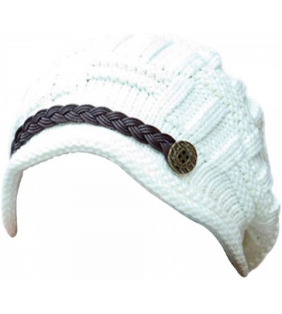 Skullies & Beanies Women's Braided Warm Winter Baggy Beanie Oversized Crochet Ski Hats Knit Caps Snowboard Caps - White - CB1...