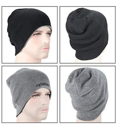 Skullies & Beanies Winter Beanies Unisex Beanie Hat for Men and Women-Warm Double-Sided Knit Winter Hat Grey - C2193GXTM8W $1...