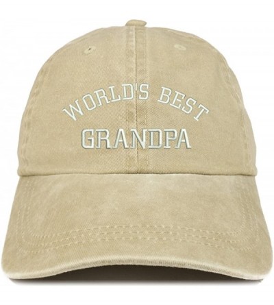 Baseball Caps World's Best Grandpa Embroidered Pigment Dyed Low Profile Cotton Cap - Khaki - C512GPQXK5V $39.41