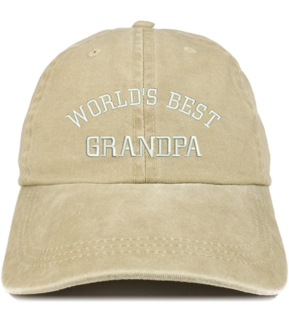 Baseball Caps World's Best Grandpa Embroidered Pigment Dyed Low Profile Cotton Cap - Khaki - C512GPQXK5V $15.23