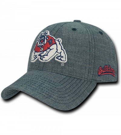 Baseball Caps University of Fresno State Bulldogs Cotton Washed Denim Structured Baseball Ball Cap Hat - C718DKYHXOE $51.66