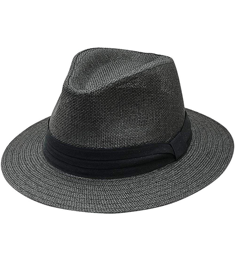Fedoras Riley - Panama Fedora Hat - Sun Hat - Vintage Inspired - Sun Protection - Fashionable - Black - C118XO63Z3S $32.60