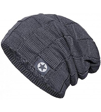 Skullies & Beanies Winter Knit Wool Warm Hat Thick Soft Stretch Slouchy Beanie Cap - Grey - CI18KROU54C $10.14