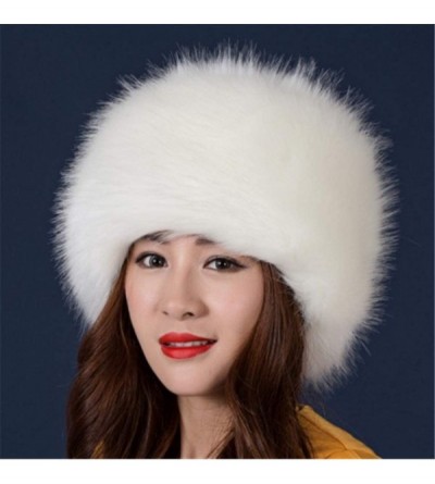 Bucket Hats Women Ladies Girls Cossack Russian Style Faux Fur Hat Winter Warm Cap - White - CF12MXQIMJK $13.93