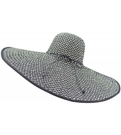 Sun Hats Wide Brim Straw Floppy Hat - Black & White - CG111OSW75P $28.06
