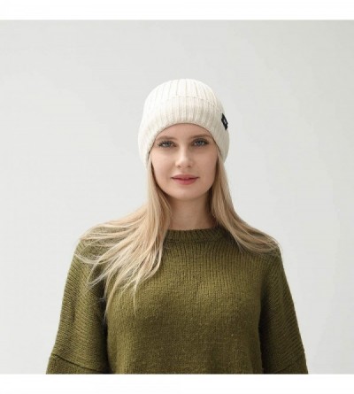 Skullies & Beanies Acrylic Knit Beanie Hat- Winter Cuffed Skully Cap- Warm- Soft- Slouchy Headwear for Men and Women - Beige ...
