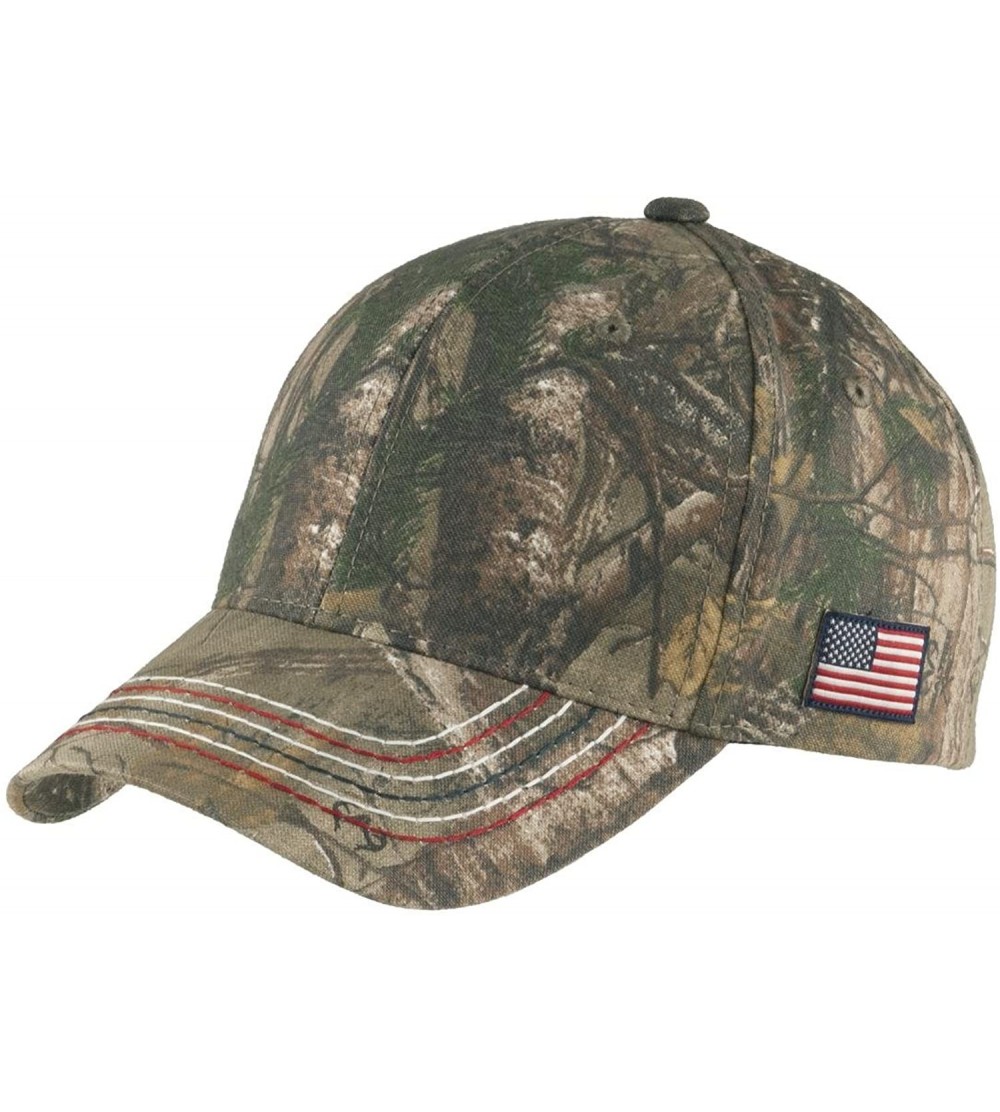 Baseball Caps Realtree Adjustable Camo Camouflage Cap Hat with American Flag - Realtree Xtra - CD11SJ7LOFD $12.09