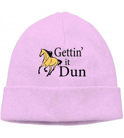 Skullies & Beanies Gettin' It Dun Horse Beanie Cap Knit Caps Mens Slouchy Soft - Pink - CL18L7LL2U7 $14.52