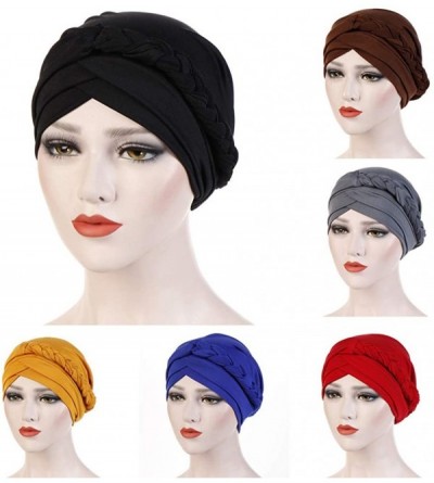 Skullies & Beanies Turban Headband-Women's Twisted Braid Hair Cover Wrap Cancer Hats Chemo Headwear Cap - Coffee - CA18WGQRNL...