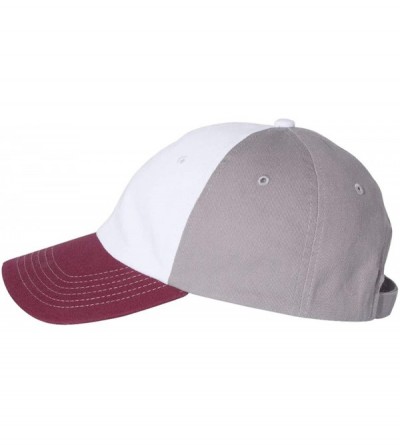 Baseball Caps Bio-Washed Unstructured Cotton Adjustable Low Profile Strapback Cap - White/Maroon/Grey - CB18I4DQK7D $9.68