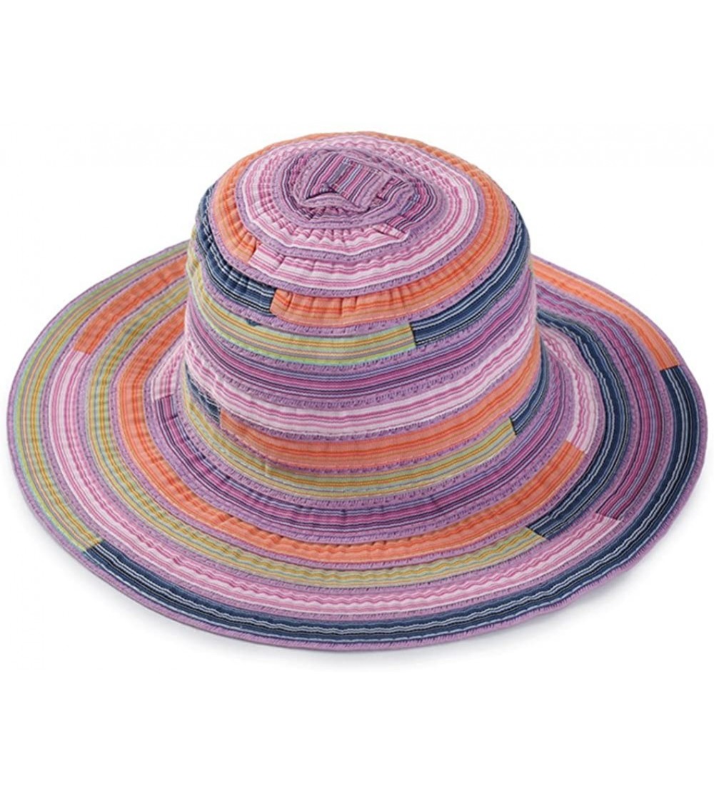 Bucket Hats Paper Straw Summer Beach Braid Rainbow Lollipop Fish Bucket Hat Folding Cap - Purple - C912FBVB65H $8.40