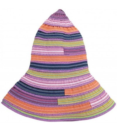 Bucket Hats Paper Straw Summer Beach Braid Rainbow Lollipop Fish Bucket Hat Folding Cap - Purple - C912FBVB65H $8.40