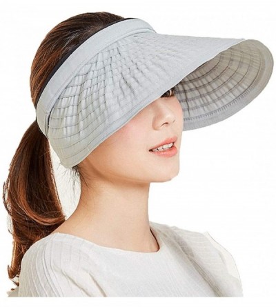 Visors Women's Summer Foldable Straw Sun Visor w/Cute Bowtie UPF 50+ Packable Wide Brim Roll-Up Visor Beach Hat - CJ1967U3IA7...