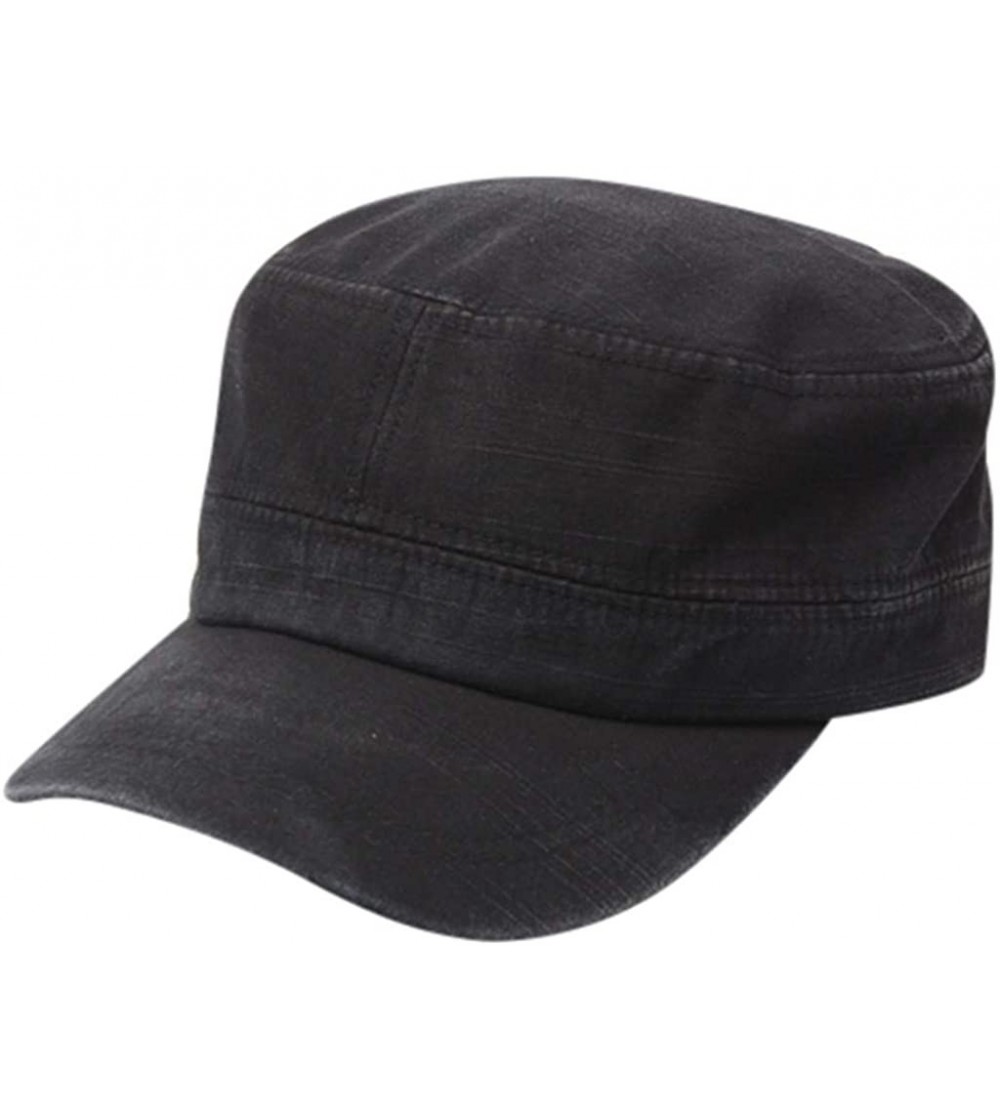Sun Hats Military Adjustable Packable Fashionable Flat Top - Black - CK18ULX6568 $7.85