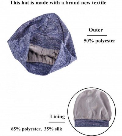 Skullies & Beanies Satin Silk Lined Sleep Cap - Beanie Slap Hat-Amazing Soft Chome Cap - Blue-ylz - CX18QRH0N8K $11.61