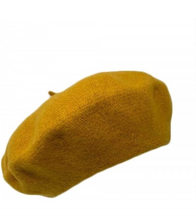 Berets French Casual Classic Solid Women Wool Beret Hat - Mustard - C118QGZRGKG $19.71