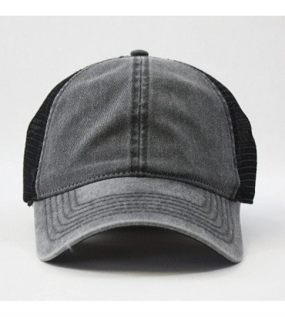 Baseball Caps Vintage Washed Cotton Soft Mesh Adjustable Baseball Cap - Charcoal/Charcoal/Black - C312H3N26AT $13.52