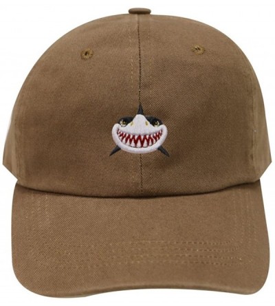 Baseball Caps Shark Face Cotton Baseball Dad Caps - Brown - CY17YEA535R $9.60