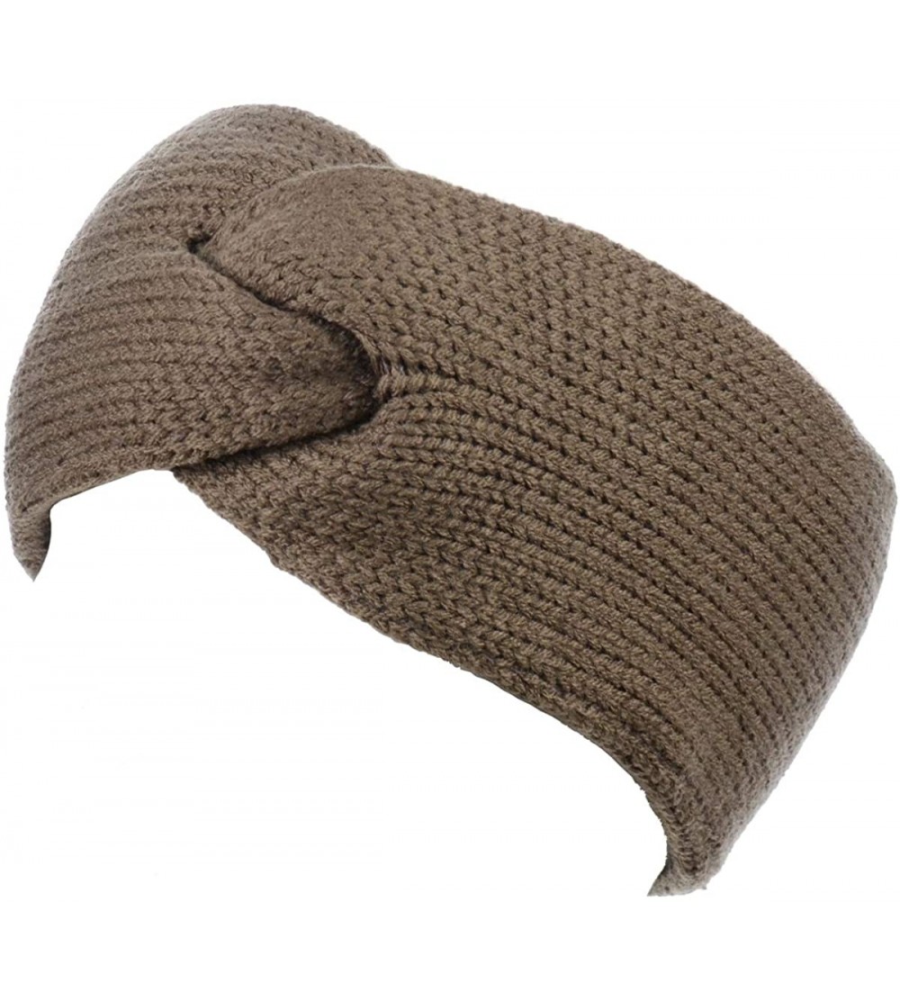 Cold Weather Headbands Women's Winter Chic Solid Knotted Crochet Knit Headband Turban Ear Warmer - Olive - CV18ILY7STW $9.90
