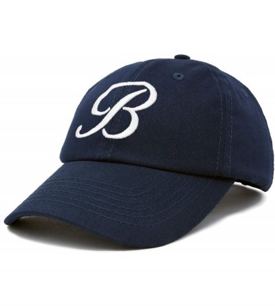 Baseball Caps Initial Hat Letter B Womens Baseball Cap Monogram Cursive Embroidered - Navy Blue - CF18TTNILI7 $14.49