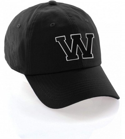 Baseball Caps Custom Hat A to Z Initial Letters Classic Baseball Cap- Black Hat White Black - Letter W - CT18NU4XTTH $25.38