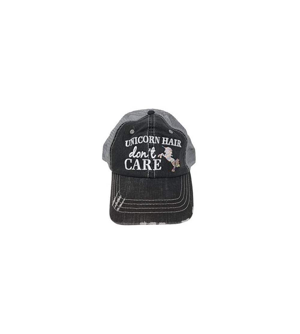 Baseball Caps Unicorn Hair Don't Care Trucker Hat-Grey - CC18C965YMM $21.93