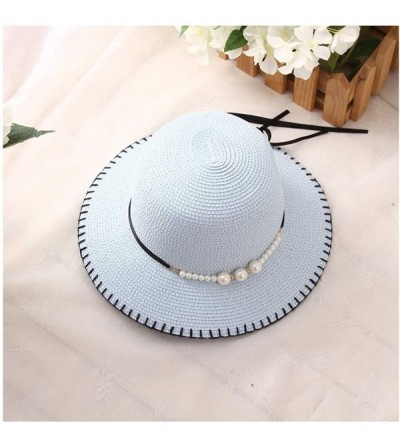 Sun Hats Cute Girls Sunhat Straw Hat Tea Party Hat Set with Purse - Light Blue - CF193TNT9W0 $11.03
