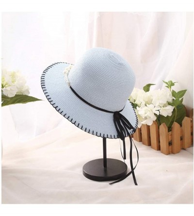 Sun Hats Cute Girls Sunhat Straw Hat Tea Party Hat Set with Purse - Light Blue - CF193TNT9W0 $11.03