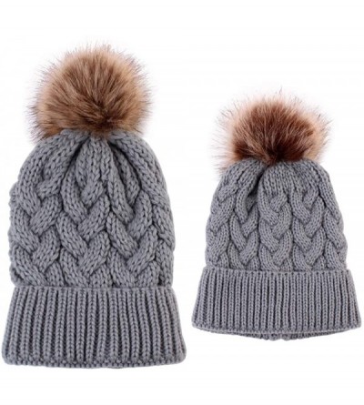 Headbands Family Matching Warm Hat for Women Kids Baby Keep Hats Knitted Wool Hemming - ❤gray❤ - CF18IL0EXSR $16.33