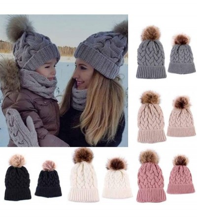 Headbands Family Matching Warm Hat for Women Kids Baby Keep Hats Knitted Wool Hemming - ❤gray❤ - CF18IL0EXSR $9.41