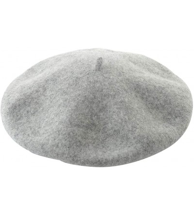 Berets Solid Color Classic French Artist Beret Hat 100% Wool - Grey - CX18I9A5IR2 $10.74
