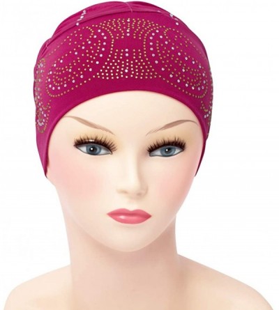 Skullies & Beanies Royal Snood Underscarf Beanie Hijab Cap Ruched with Rhinestones - Maroon - CE18OUNST3A $13.21