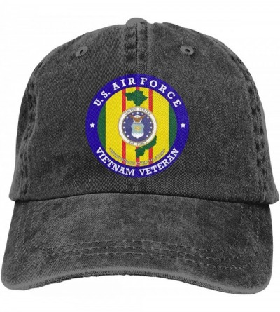 Baseball Caps U.S. Air Force Vietnam Veteran Vintage Adjustable Denim Hat Baseball Caps for Man and Woman - Black - CS18USUGC...