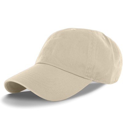 Baseball Caps Plain 100% Cotton Adjustable Baseball Cap - Beige - CI11SEDEKJT $7.49