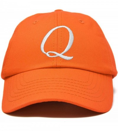 Baseball Caps Initial Hat Letter Q Womens Baseball Cap Monogram Cursive Embroider - Orange - CV18U3NS3HL $24.04