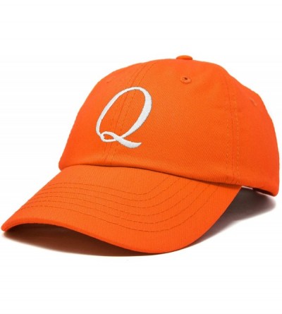 Baseball Caps Initial Hat Letter Q Womens Baseball Cap Monogram Cursive Embroider - Orange - CV18U3NS3HL $9.13