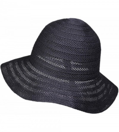 Sun Hats Beach Sun Hat Women Summer Cap Sunhat Wide Brim Foldable Packable Floppy Panama - Black-b - CW18RC66MWA $15.80