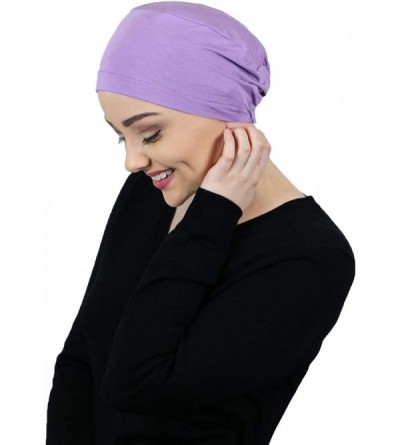 Skullies & Beanies Bamboo Sleep Cap Cancer Headwear Chemo Hat Sleeping Night Beanie Turbans for Women - Lavender - CO18MCC6KO...