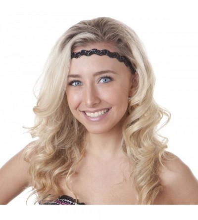 Headbands Women's Adjustable NO Slip Wave Bling Glitter Headband - Black & Gunmetal Wave 2pk - C511MPODW97 $9.05