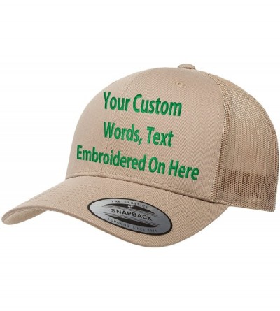 Baseball Caps Custom Trucker Hat Yupoong 6606 Embroidered Your Own Text Curved Bill Snapback - Khaki - CX1875OUQLD $20.25
