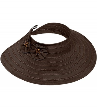 Sun Hats Womens Sun Protection Adjustable Roll Up Color UPF 50+ Sun Visor Hat - S1. Brown - CL11N2NPY2D $11.97