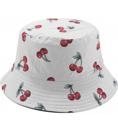 Bucket Hats Banana Print Bucket Hat Fruit Pattern Fisherman Hats Summer Reversible Packable Cap - Cherry White - CL18SUNGL49 ...