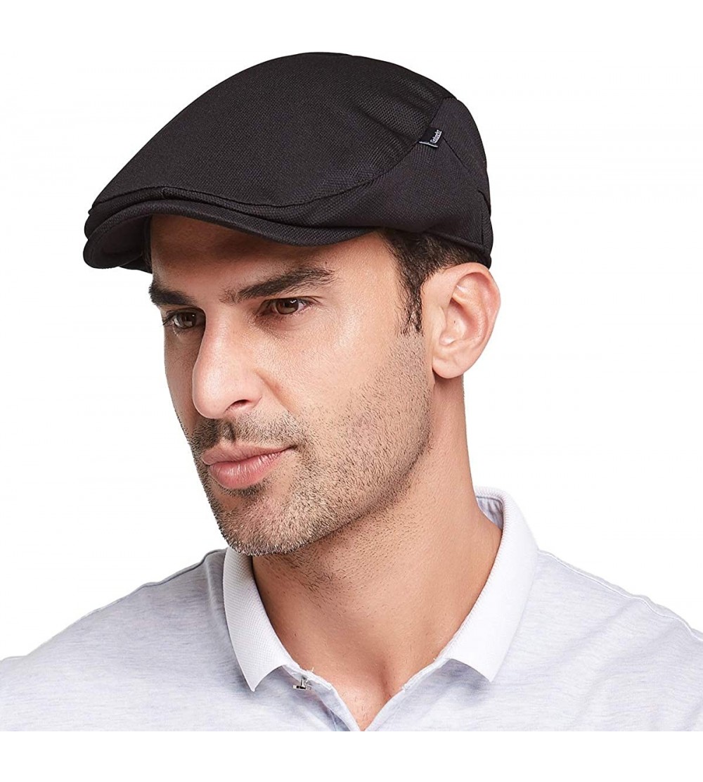 Newsboy Caps Men's Newsboy Caps with Satin Lining - Black - Fit for 7 - 7 1/4 - CC18YI2DTO8 $16.29