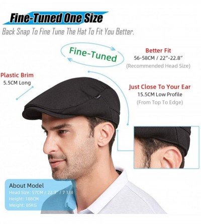 Newsboy Caps Men's Newsboy Caps with Satin Lining - Black - Fit for 7 - 7 1/4 - CC18YI2DTO8 $16.29