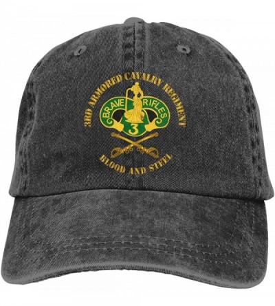 Baseball Caps 3rd Armored Cavalry Regiment DUI Blood and Steel Adjustable Baseball Caps Denim Hats Cowboy Sport Outdoor - Bla...