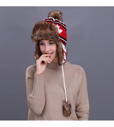 Skullies & Beanies Women Knit Peruvian Beanie Wool Hat Winter Warm Ski Cap with Earflap Pom - White - CP187Q5ATID $15.06