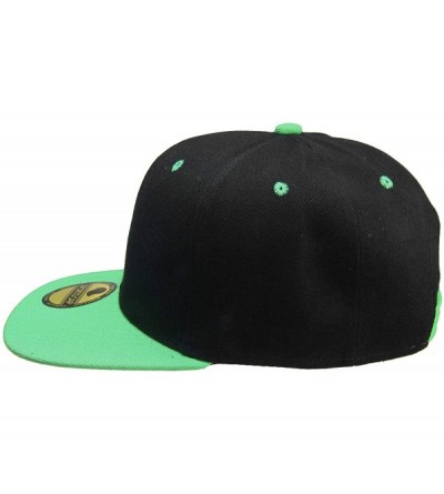 Baseball Caps Plain Blank Flat Brim Adjustable Snapback Baseball Caps Wholesale LOT 12 Pack - Black/Green - CU18X7L2KG8 $25.59