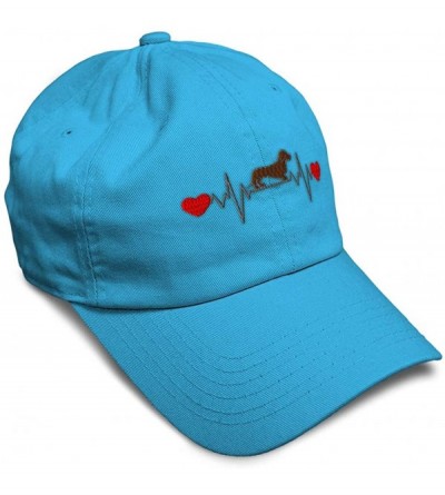 Baseball Caps Soft Baseball Cap Dog Dachshund Lifeline B Embroidery Dad Hats for Men & Women - Aqua - CZ18TNNI7K9 $16.63