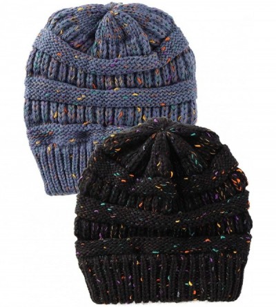 Skullies & Beanies Women's Beanie Winter Confetti Warm Chunky Soft Stretch Cable Knit Ribbed Beanie Hat Skull Cap - CH18AH20X...